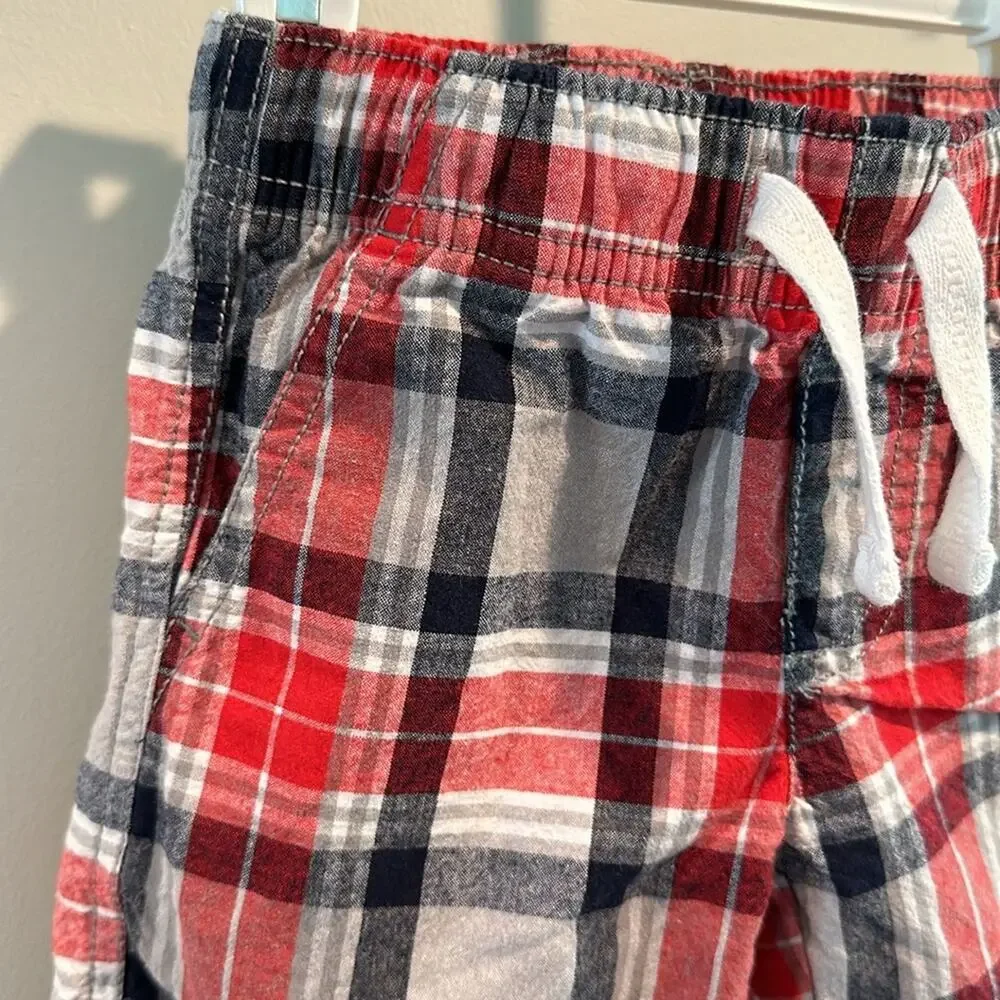 Gymboree 2T Red, White & Blue Plaid Cotton‎ Shorts